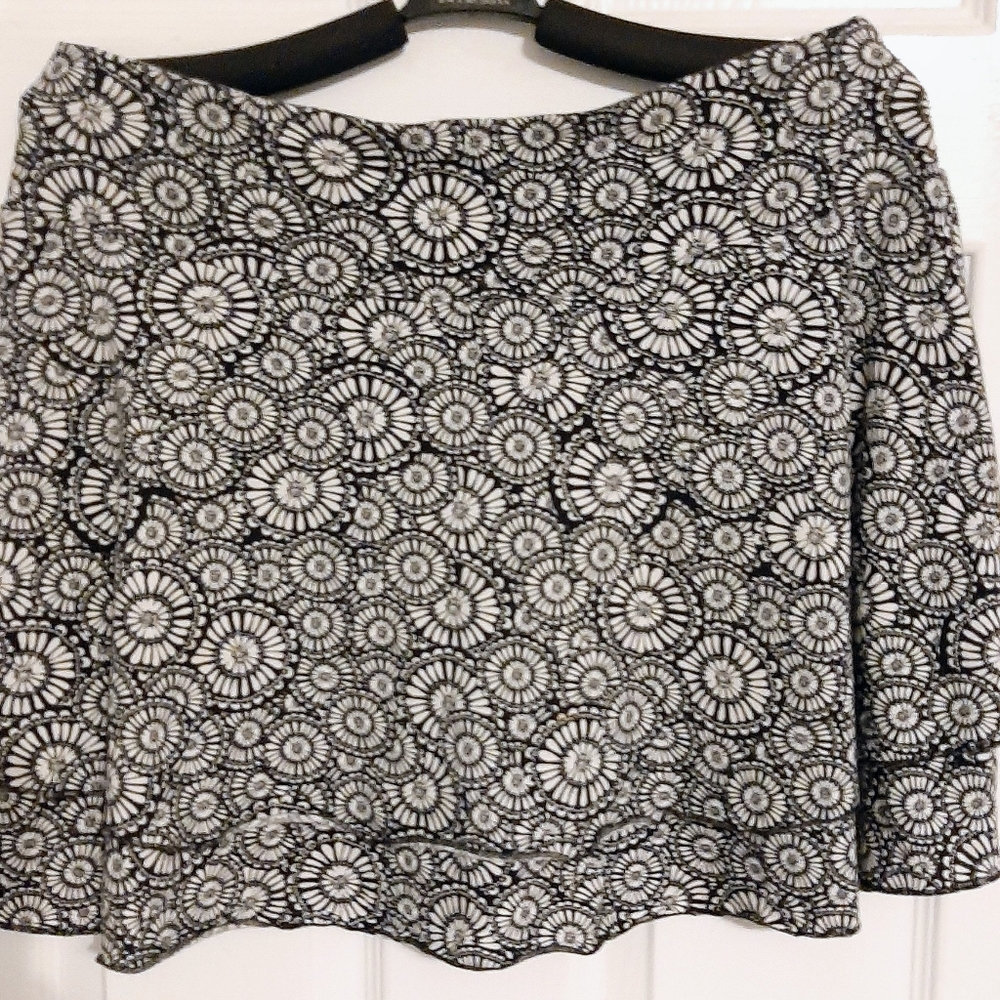 Ann Taylor Loft Black & White Layered Skater Skirt
